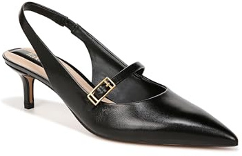Franco Sarto Womens Khloe Pointed Toe Slingback Kitten Heel Black Leather 9 M