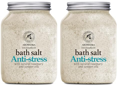 Sale da Bagno Antistress - set 2х1300g - Sale Marino con Olio Essenziale di Rosmarino e Ginepro - Cura del Corpo - Bellezza - Relax - Aromaterapia