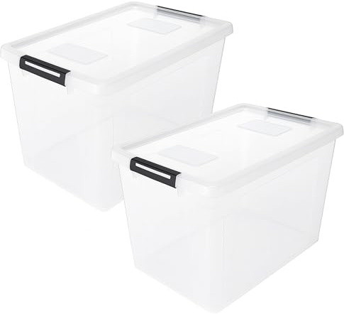 Aufbewahrungsbox mit Deckel Lagerbox Box Korb, Kiste (60 Liter, 2, stück)