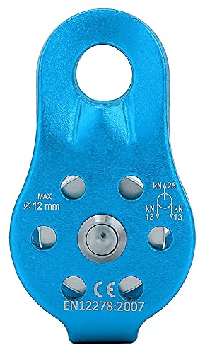 LIYJTK 26KN Hochleistungs-Aluminiumrolle mit Einzeldrehgelenk zum Klettern am 12-mm-Seil in Orange. Riemenscheibe aus Aluminiumlegierung, robuster Fester seitlicher (Azul)