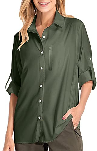 Maglia Anti UV Donna Camicia UPF 50+ Protezione Maglietta UV Maglietta Trekking Donna Camicetta Protezione Solare Maglietta a Manica Lunga Blusa Traspirante per Escursionismo Mare Spiaggia Piscina