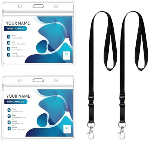 Fhlbestyu 1/2 Satz Kartenhülle mit Lanyards, Ausweishalter Transparente und Wasserdichte, Ausweishülle Ausweisclip Kartenhalter Schlüsselanhänger, Work ID, Studentenausweis, Büro Schlüsselband