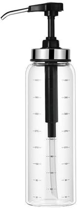 LVYUDS Mengenmäßig Presse Sirup Spender 300/500ml mit Graduierung, Honigspender Einfacher Zugang Küche Dessert-Shop Honigglas Siegel Frische Konfitüre(500ml-Black)