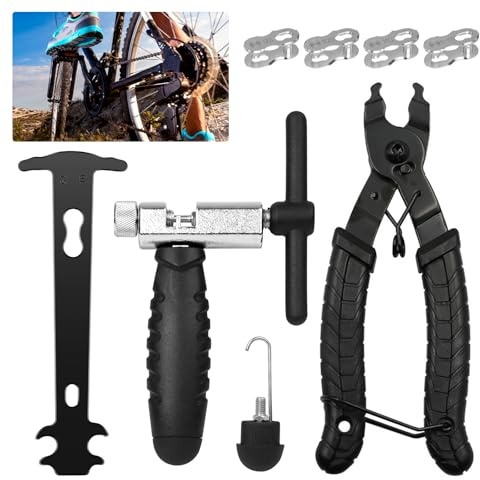 NIXRET Kettennieter Fahrrad Set, Kettenzange und Fahrradketten Nieten | Fahrradkette Reparatur Set mit 4 Paar Fahrradketten Nieten; für 6-12 Fach Fahrradkette Werkzeug für Mountainbike, Rennrad