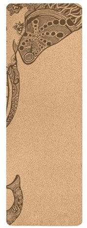 4 mm natürliche Kork gedruckt Yoga-Matte rutschfeste Yoga schweißabsorbierende Home Fitness Pad Gymnastik Pilates Matten Tasche (schwarz)