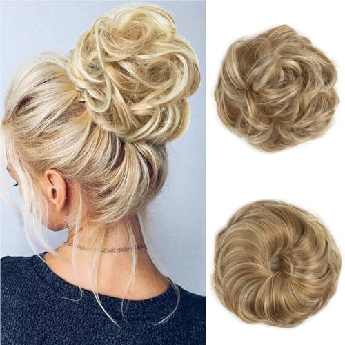BwelsZJ Haarteil Mit Gummiband, Messy Bun Dutt Haarteil aus Kunsthaar mit elastischem Gummiband Voluminöse Hochsteckfrisur für Damen
