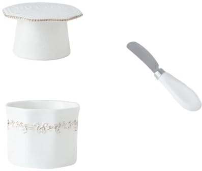 Lizhuzhuzs28 Mantequillera Mantequera de cerámica con Tapa for encimeras de Cocina Mantequera Suave con Cuchillo Mantequera(Blanco)