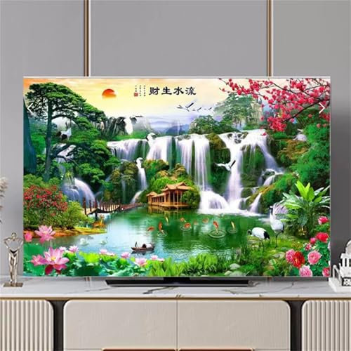 Hixingo TV Abdeckung Staubschutzhülle, 3D Landschaft Muster Schutzhülle Fernseher 32-80 Zoll TV Schutzhülle Fernsehabdeckung Fernseh Abdeckung Abdeckhaube für Fernseher (Chinesisch Stil,40-43inch)