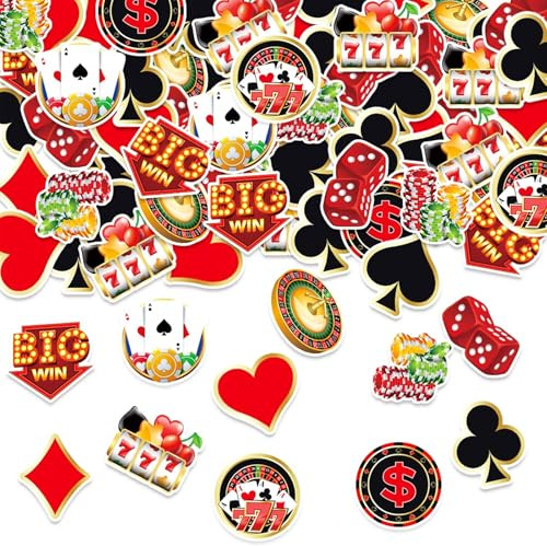 ParPix 100 Stück Casino Deko Konfetti Groß 5,3 cm Poker Tischdeko Las Vegas Deko Confetti Casino Thema Party Konfetti Poker Dekoration Streudeko Las Vegas Spiel Confetti