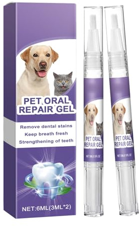 Gel Reparador Bucal para Mascotas,2PCS Pet Oral Repair Gel,Gels de Limpieza de Dientes de Perro,de Reparación Oral para Mascotas,Lápiz de Limpieza para Mascotas Cepillo,Refrescante del Aliento