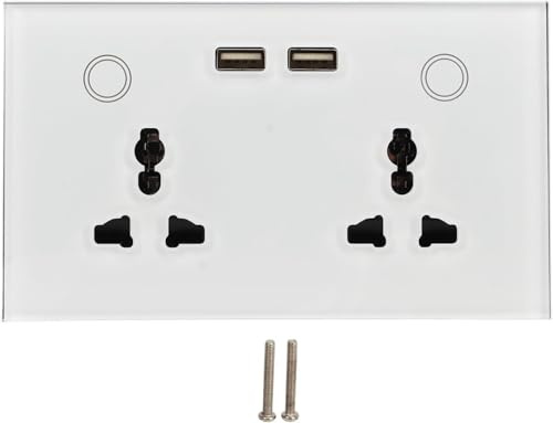 JIMIGGAO Herramienta Compatible con Interruptor de luz táctil, Panel de Vidrio para Pared, WiFi 2.4G, Enchufe Inteligente USB, CA 110-240 V