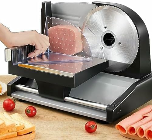 Cortador eléctrico de alimentos con cuchillas extraíbles, grosor ajustable para carne, queso, pan, perfecto para cocinas domésticas