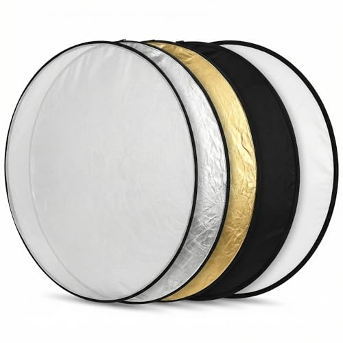 QWORK® 5 en 1 Reflector de luz Plegable difusor de 110 cm con Bolsa de Transporte – Ideal para fotografía de Estudio y al Aire Libre