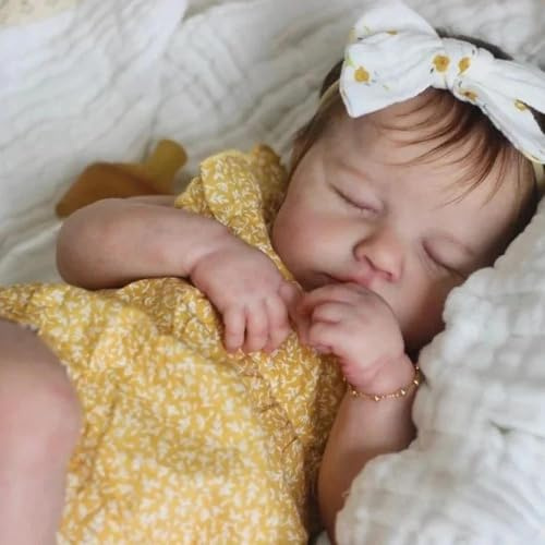 Anano 50cm Reborn Muñeca, Bebés Reborn De Cuerpo Completo, Bebe Niña con Ojos Cerrados, Bebe Newborn Blanda Y Flexible Cuerpo Completo Niña Y Ropa
