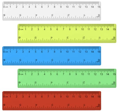 10 Pezzi Set Tighelli corti 15 cm, Righello con scala metrica e pollici,Righello in plastica colorato, Righello Flessibile Tasparente, Righelli Plastic Ruler,per Ufficio, Casa
