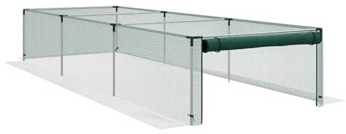 Outsunny Trädgårdsväxthus tomatväxthus nät skydd dragkedja upprullbar HDPE, dim. 125 L x 373 l x 62,5 cm