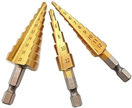 1pc 3-12mm 4-12mm 4-20mm Straight Groove Step Drill Bit Set Titanium Coated Wood Metal Hole Cutter Core