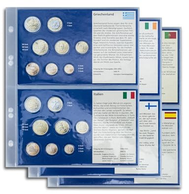 Prophila Collection 6 Stück Euro-Vordruck-Tabletts Irland, Finnland, Portugal, Spanien, Griechenland, Italien (Keine Münzen enthalten)