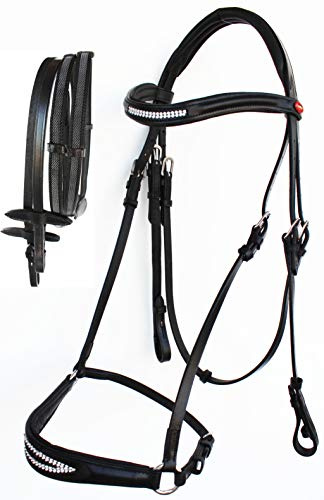 CHALLENGER English Horse All Purpose Jumping Hunter Padded Leather Black Bridle Reins 803482BKF