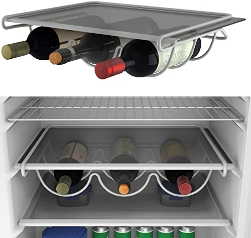 BEARTOP Portabottiglie frigo metallo bianco | inossidabile | molto stabile | per 3 o 4 bottiglie | porta bottiglie da frigo, ripiano frigorifero universale| Soddisfazione garantita (3 Anni)*