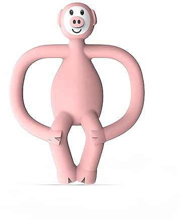 Matchstick Monkey Beißring Tiermotiv - Baby Zahnungshilfe - weiche Noppen massieren wundes Zahnfleisch - Silikon - BPA-frei - Greifling für Zahnen ab 3 Monaten - Pickle Schwein