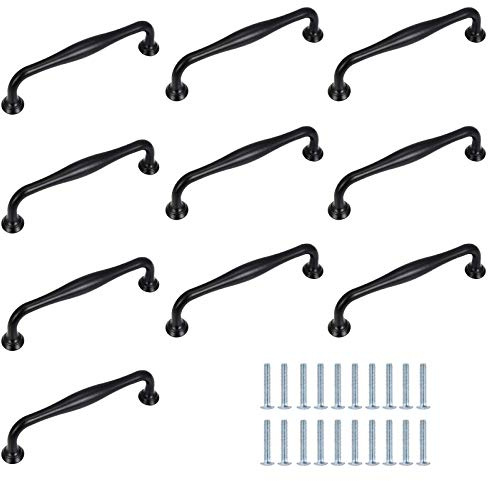 KJLEEN 10 Stück Türgriffe Küche 128mm Schwarz Küchengriffe Aluminiumlegierung Möbelgriff Stangengriff Schrank Griffe für Küchenschränke Kleiderschrank Tür Schublade Möbel