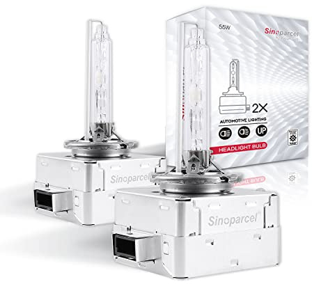 Sinoparcel Lot de 2 ampoules xénon D1S/D1R 55 W – 85 V 6000 K HID – Lampe à décharge – Compatible avec 66144 66140 85140 85415 66140XNL