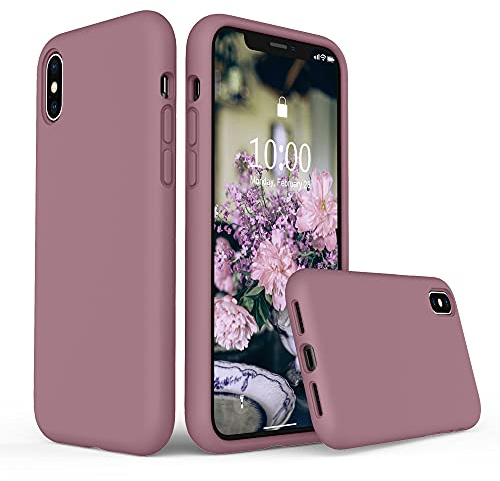 SURPHY iPhone XS skal iPhone X, ultratunt skal anti-repor silikon vätska, anti-chock tunt fodral för iPhone XS och iPhone X (lila lila)