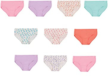 Hanes baby girls Toddler 10-pack Pure Comfort Underwear, Available in and Hipster Briefs, Brief - Assorted - 10 Pack, 4 5 US