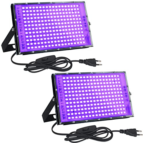 CREATESTAR LED Black Light-strålkastare 150W, UV-strålkastare med switchar, 395-400nm, IP65 Vattentäta partyljusstrålkastare för bar halloween akvarium neonfärger fluorescerande effekter (2PCS)