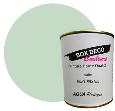 BOX DECO COULEURS Vernice per mobili in plastica a base di lacca acrilica effetto raso Aqua Plastica, 750 ml, verde pastello