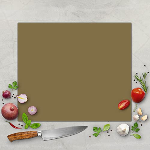 banjado Schneidebrett Glas mit Motiv Gold Metallic - großes einteiliges Glasschneidebrett rechteckig 60 cm x 52 cm - auch verwendbar als Schneidebrett Herdabdeckung
