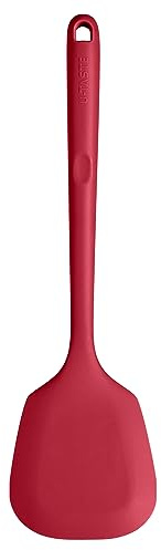 U-Taste Long Silicone Solid Turner, 315℃ Heat Resistant, Red | 34.5cm Large Kitchen Spatula, Non Stick Seamless Flexible Rubber Cooking Flipper for Frying, Flipping Eggs, Fish, Pancake