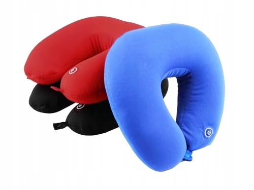 Cuscino da Viaggio Morbido 2 in 1 Massaggiatore Collo, Colore Casuale Rosso Blu Nero, Flessibile Funzionale, Imbottitura Polistirolo Fine, Chiusura a Scatto Clip