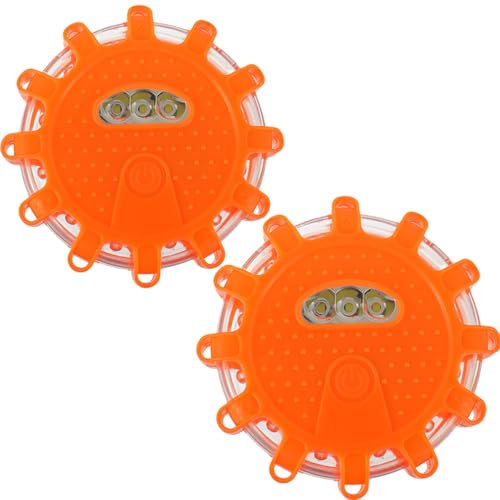 HUAREW 2 Pack Éclairage de Secours Multifonction Voyant d'avertissement, LED Lampe d'Avertissement Clignotant Gyrophare Balise avec Base magnétique, pour Les Voitures, Les Accidents