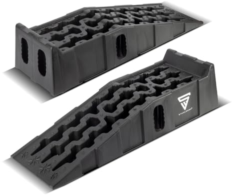 STAHLWERK Stufenkeil GT-15 ST 2er Set mit 6 t Tragkraft 905 x 330 x 215 mm Auffahrkeil | Unterlegkeil | Auffahrrampe | Auffahrbock | Ausgleichkeil für Wohnmobil, Caravan, Wohnwagen oder Anhänger