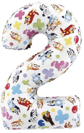 Globo de Foil de Grabo número 2 de Bluey 66 cm Azul, 1 unisex Niños Juvenil-unisex