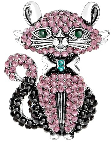 KristLand Katze Broschen für Frauen Mode Tier Brosche Pin mit funkelnden Kristall Korsage Art Deco Cute Cat Brosche Pin Geburtstag Party Hochzeit Geschenk