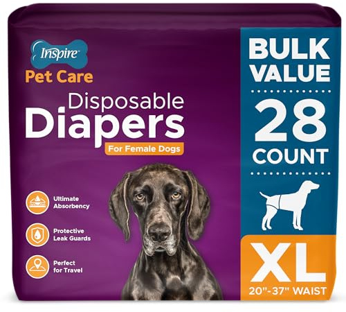 Inspire Pet Care Dog Diapers Female Dogs | Bulk Value Doggie Incontinence, Accidents, for Heat, Pee or Period and Housebreaking (X-Large (28 Count))