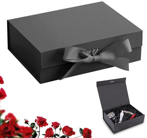 Geschenkbox mit Magnetische Deckel, Geschenkbox Geburtstag, Geschenkkarton mit Schleife, für Hochzeiten Geburtstage 23 × 17 × 7cm