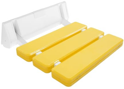 Kaichenyt Wandstuhl, Duschklappsitz mit Atmungsaktive Basis Duschsitz aus Aluminiumlegierung und ABS Platzsparend für Fluren Gelb 32x34x10cm