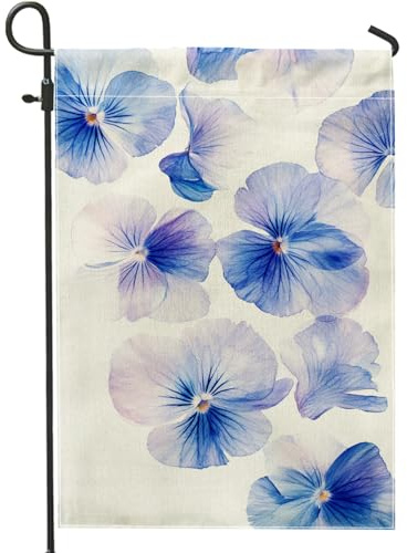 Frühlingssommer-Gartenflagge, blaue Stiefmütterchen-Blumen, dekoratives Banner, doppelseitige Gartenflagge für den Außenbereich, Heimdekoration, 30,5 x 45,7 cm