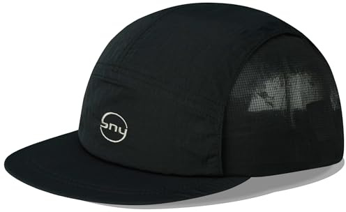CLAPE Cappello 5 Pannelli Cappellino Tesa Corta Cappellino da Baseball Uomo Donna Traspirante Mesh cap Leggero Cappello Visiera Piatta Cappelli Sportivi Black BSSP2559