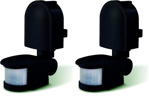 Luceco LGIP44WSB-01 LED Tilt and Swivel PIR Motion Sensor Wall Mounted Lighting, 180 Degree Angle, 21 x 7.5 x 5.5 cm, Black (Pack of 2)