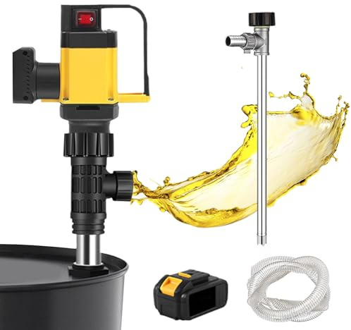 Cordless Fuel Transfer Pump, Electric Oil Barrel Pump,1000W Fuel Drum Pump with 3-Speed Adjustable, 93cm Stainless Steel Tube+Hose, For Diesel/Kerosene/Hydraulic Oil/Water,ALL-SS