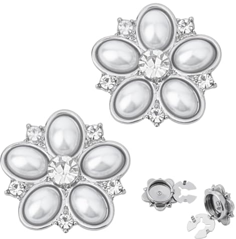 CRAFTYMELODY 2 couvre Boutons pour Femmes en Alliage de Platine avec Perles et Strass Boutons de Manchette Embellissements Détachables