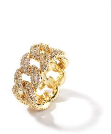 CHCWR Anillo Cubano para Hombres de 14k Gold, Banda de eternidad moissanita intemporal, Regalo Ideal para el Caballero