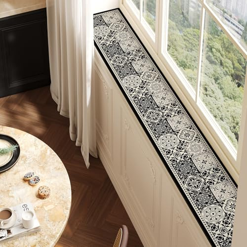 QHanky Diatomaceous Earth Window Sill Absorbent Mat,20x150cm Quick Drying Window Sill Cushion,Water Absorbent Mat With Non-Slip Backing,Easy To Clean,for Hallway Bedroom Home (Multicolour E)