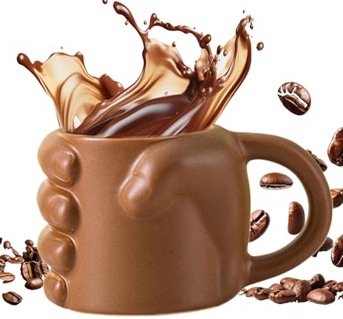 Tasses amusantes,Tasses originales en forme de poing pour café et thé - articles de maison réutilisables en céramique pour usage domestique, bureau, cadeau pour hommes femmes, anniversaire de Noël