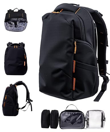 BABELIO Grid Wizard Diaper Bag Backpack - Multi Function Waterproof Diaper Bag, Travel Essentials Baby Bag with 4 Individual Organizers, Insulated Bottle Holders, Baby Shower Gifts, Black